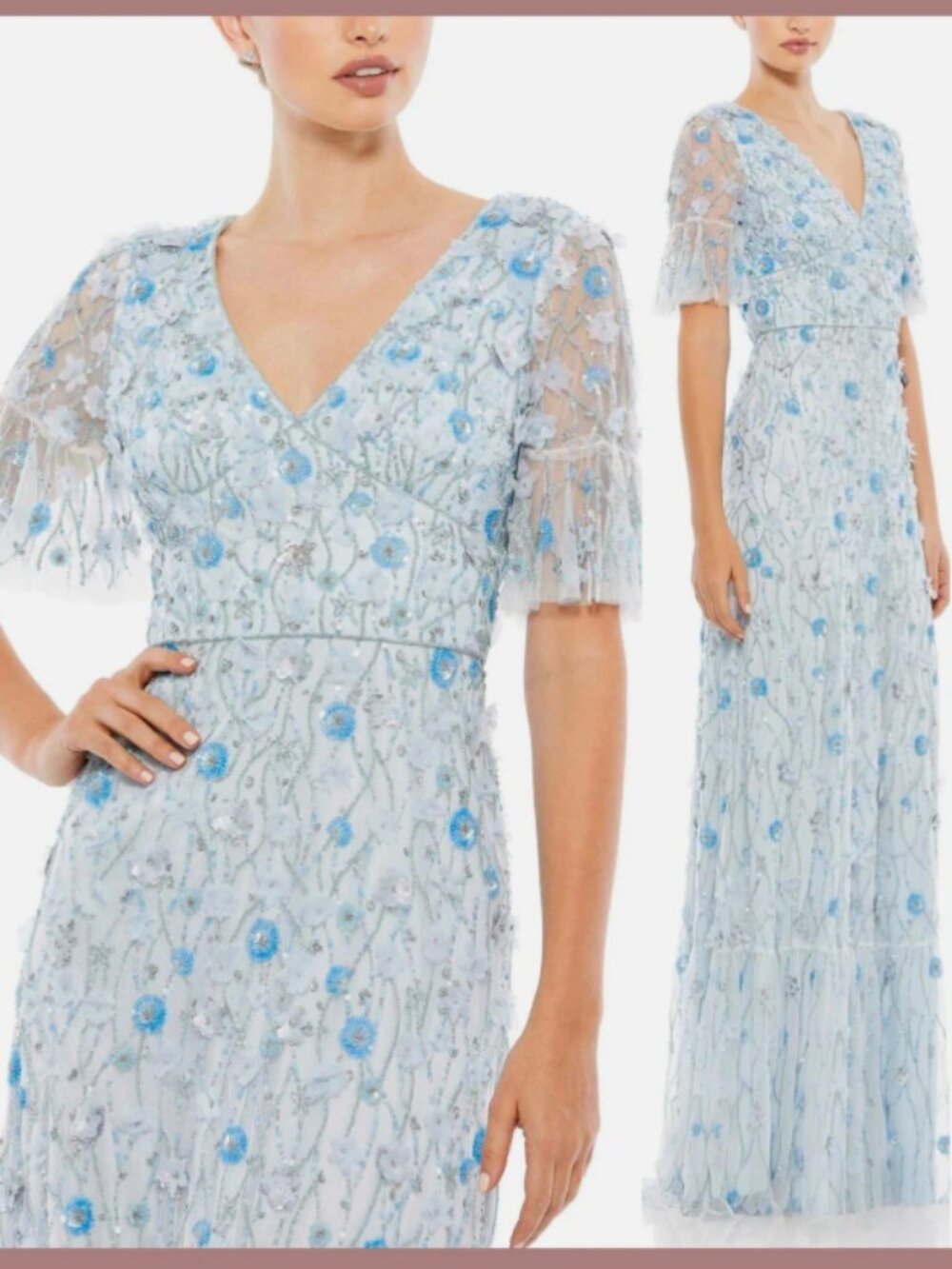 Mac Duggal 35110 Embellished V Neck Floral Gown